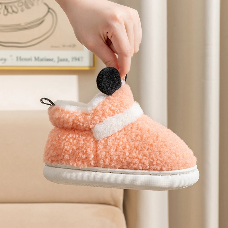 New PVC Warm Winter Shoes Kids Women Home Outdoor Plush Cotton Slippers