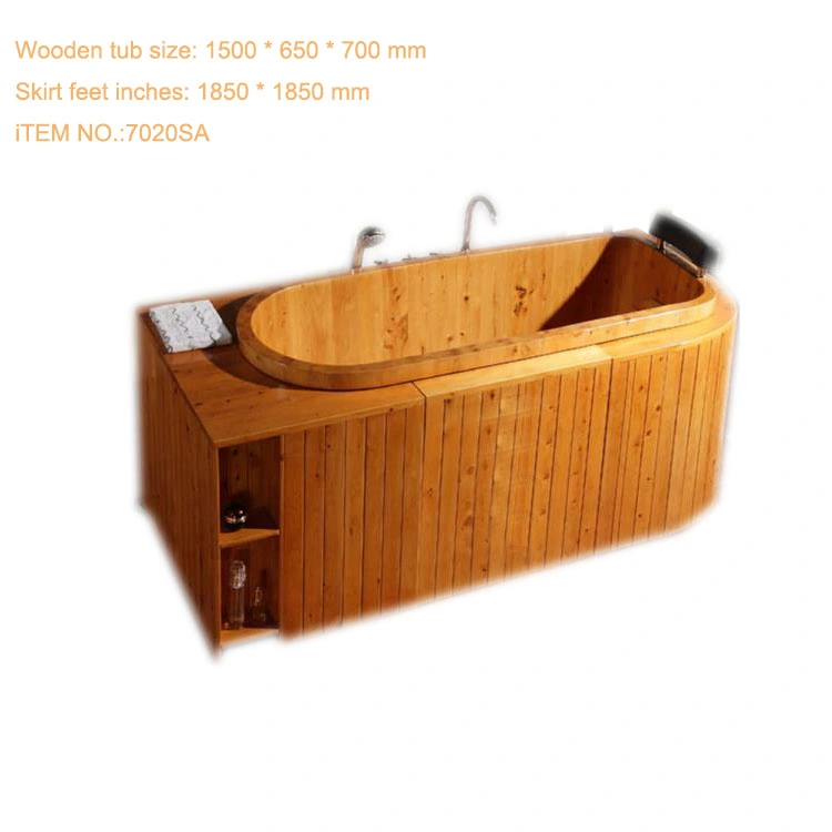 Cheap Freestanding Teak Solid Round Hinoki Chinese Cedar Small Bamboo Wooden Bathtub