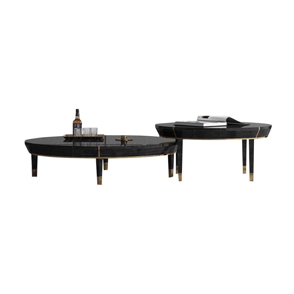 Appartement de Black Metal plancher jambes Table basse en bois