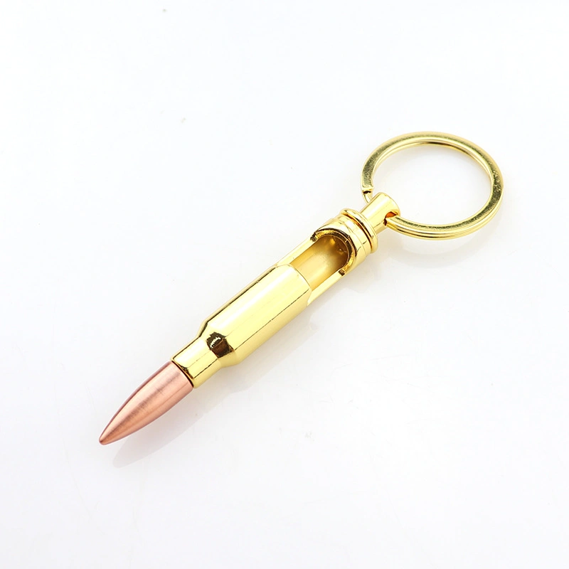 Bullet Shell Shape Bottle Opener Gold Keychain Key Ring Tool Mi23898