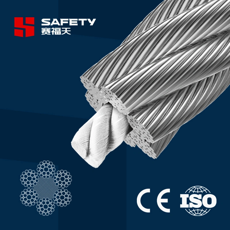 High Tension Spring Multi-Stranded Fibre Core 6*29f-FC Types Steel Wire Rope Lift Balance Cable 16mm 18mm 20mm 22mm 24mm Specifications Standards