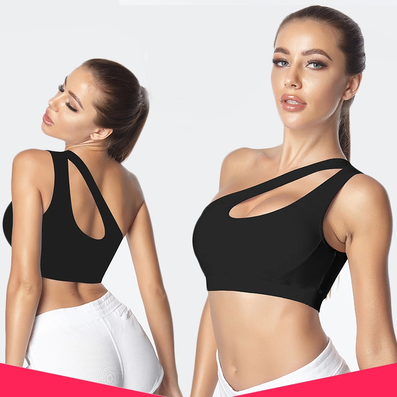 Gym Activewear Fitness Set Workout Sport Wear Women High Impact Sports Bra Sexy Single One Shoulder Padded Yoga Bra