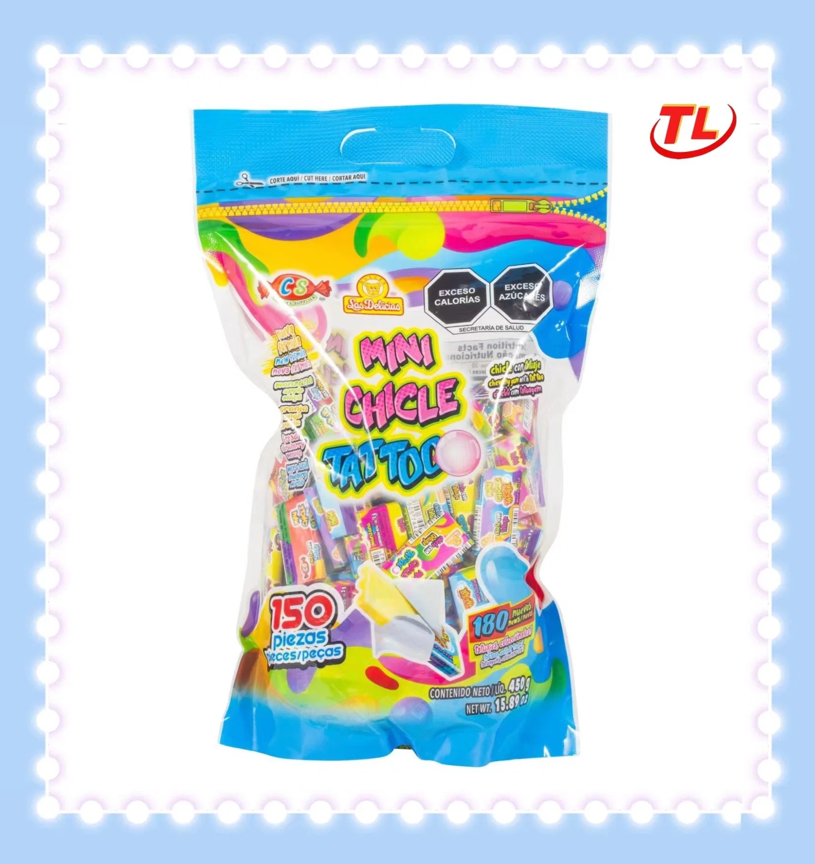 Natural Healthy Sugar Chewing Candy Tattoo Bubble Gum with Rectangle Shape