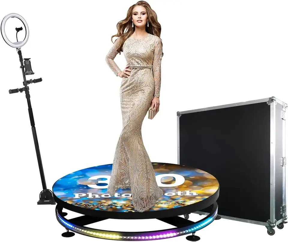 360 Photo Booth Machine for Parties with Software Remote Control Automatic 360 Spin Camera Booth