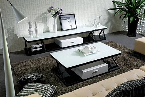 New Modern Dining Table Stainless Steel Marble Coffee Table Glass Furniture