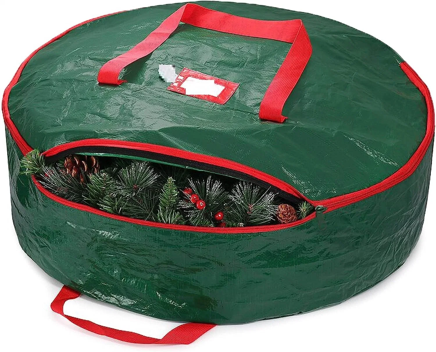 Bolsa de almacenamiento de guirnalda de Navidad de PE verde de 48 pulgadas con resistente Asas