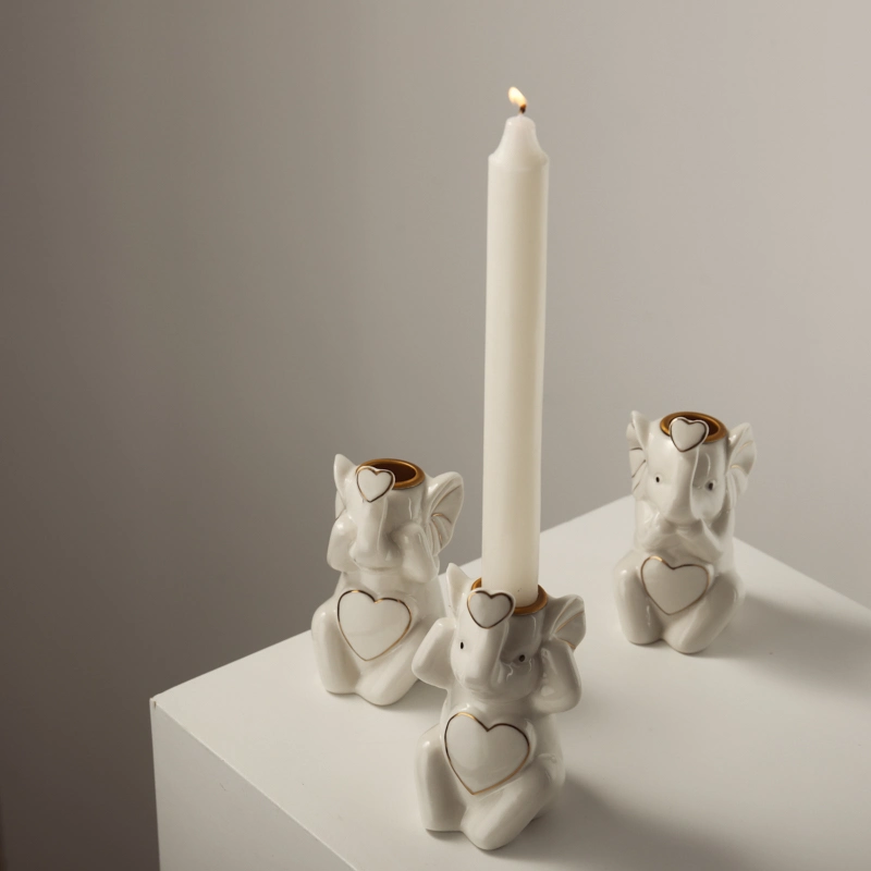 White Ceramic Candle Holder Elephant Candle Holder Home Decoration Party Decoration