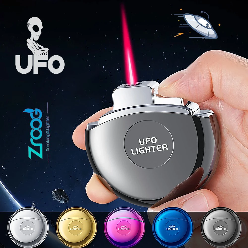 Windproof Lighter UFO Design Glow-in-The-Dark Metal Refillable Lighter