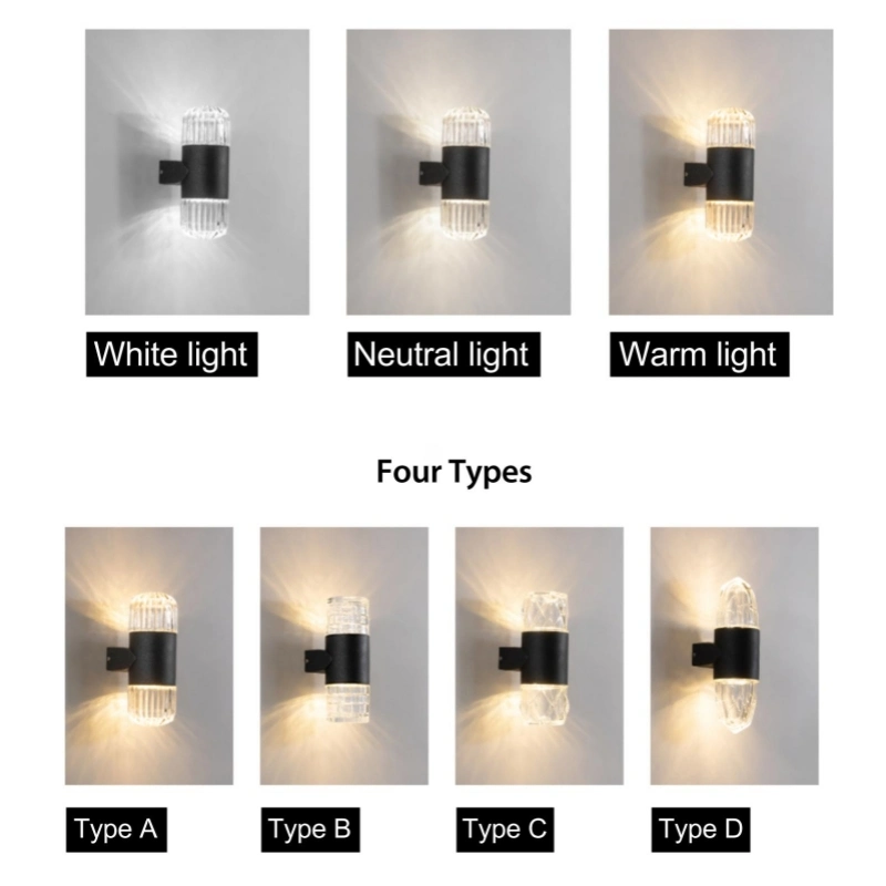 Decorative Hotel 10W IP65 Black Aluminium Glass Lampshade LED Wall Lamp