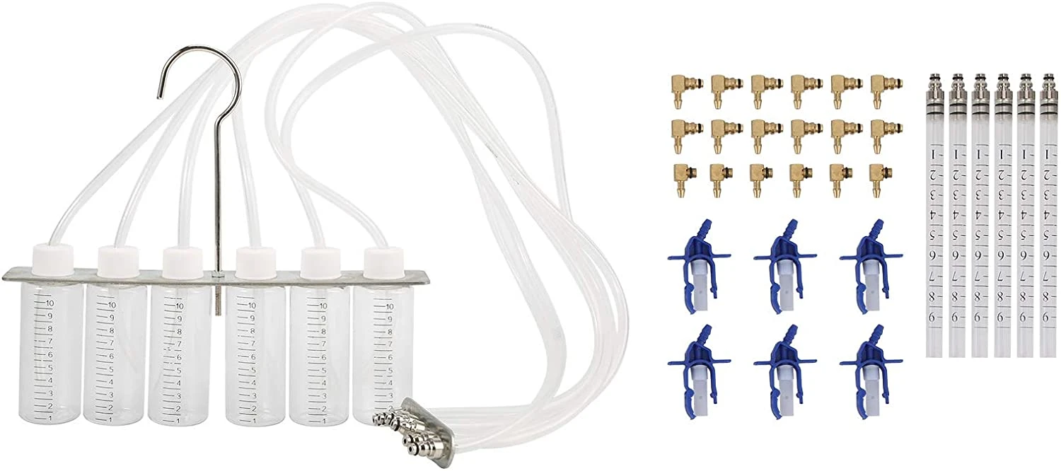 Diesel Flow Meter Adapter Set 6-Cylinder Injector Detector Common Rail Leak off Test Kit Flow Testing Tool Set Oil Return Flow Testing Tool (48110029)