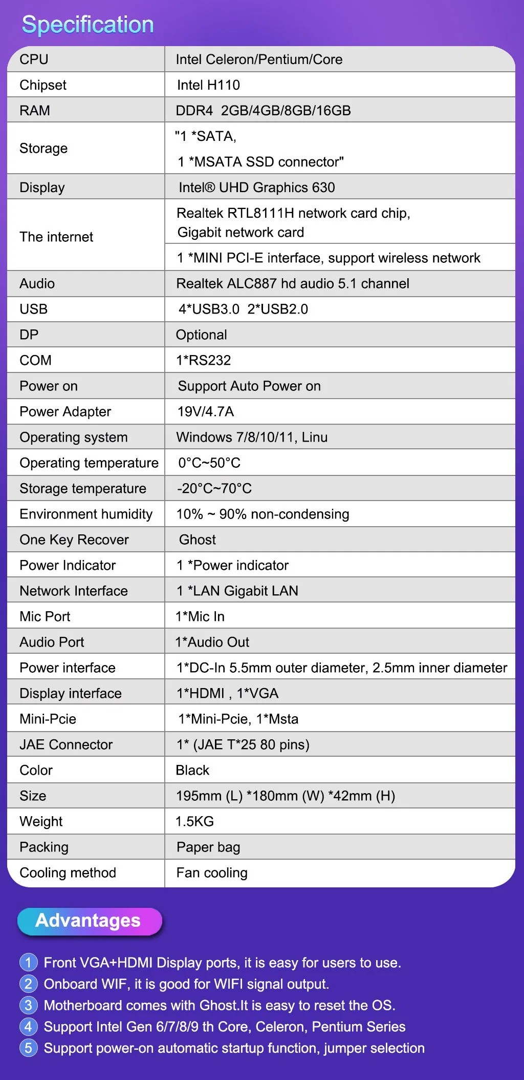 معالج Core i5-8600K للكمبيوتر الصناعي الجديد بتصميم Misboard 4K Display كمبيوتر صغير OPS لمكتب التعليم على اللوح الأبيض الصناعي