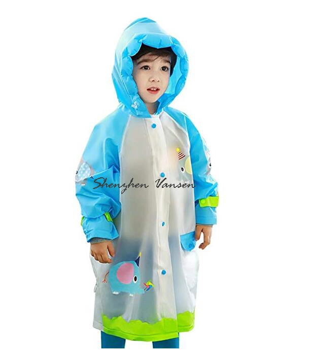 Children Hooded Jackets Rain Jacket with Inflatable Hood