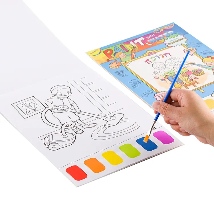 Benutzerdefinierte Tasche Aquarell Malerei Lesezeichen Buch für Kinder Palette malen Buch Wasser Malen Zeichnen Buch Spielzeug Set mit Pinsel