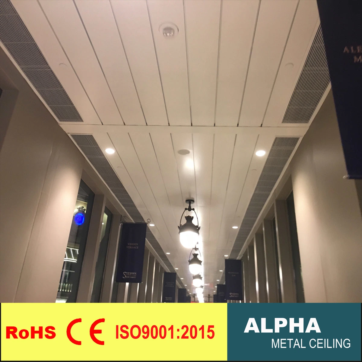 Metal Aluminium Linear H Strip fechada forro decorativo suspenso