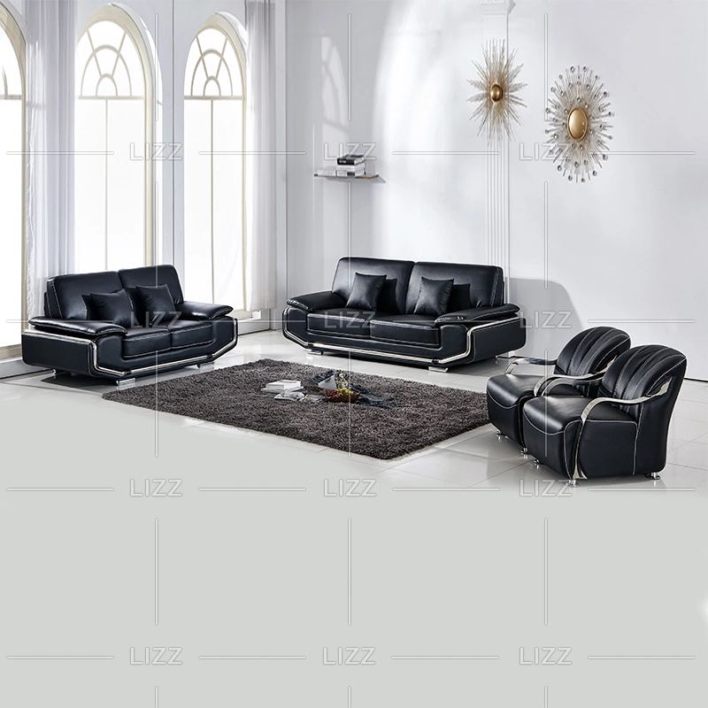 Südafrika Heißer Verkauf Nordic Modern Miami Wohnmöbel Leder Sofa-Set mit Armlehnen aus Metall