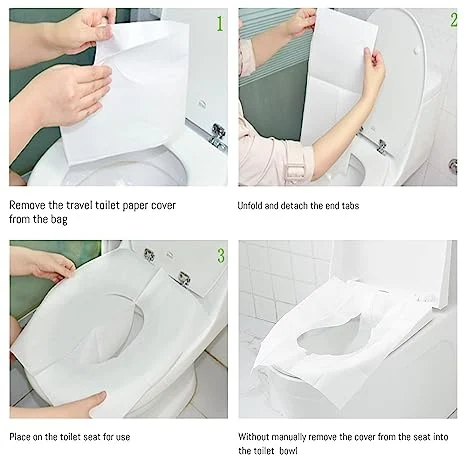 Toilet Seat Covers Disposable Travel, Faster Use-Sticker Free, Waterproof, Toilet Seat Cover, Individually for Public Restroom/Airplane/Outdoors