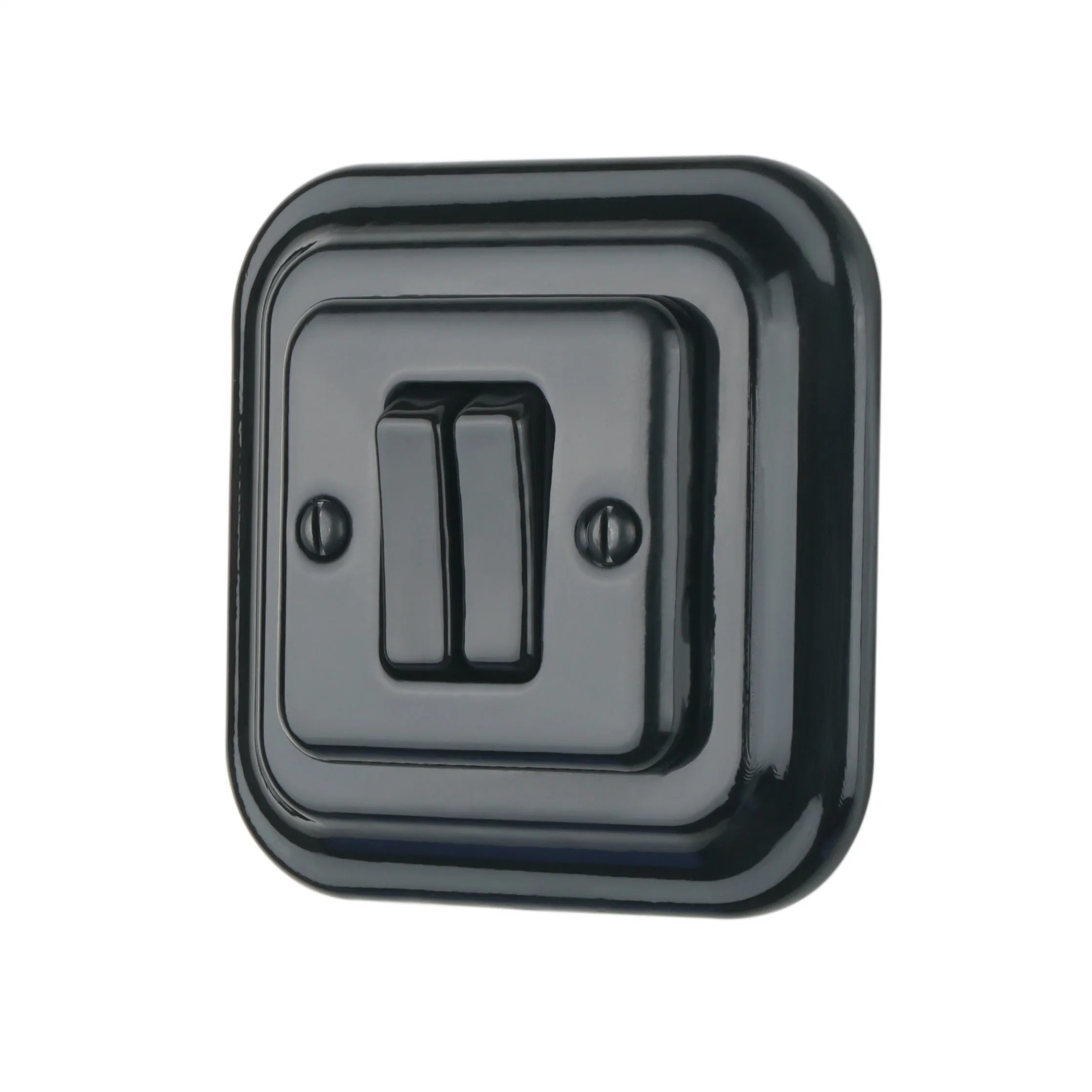 Household Simple 2 Gang 1 Way Square Ceramic Flush Mounted Button Switch