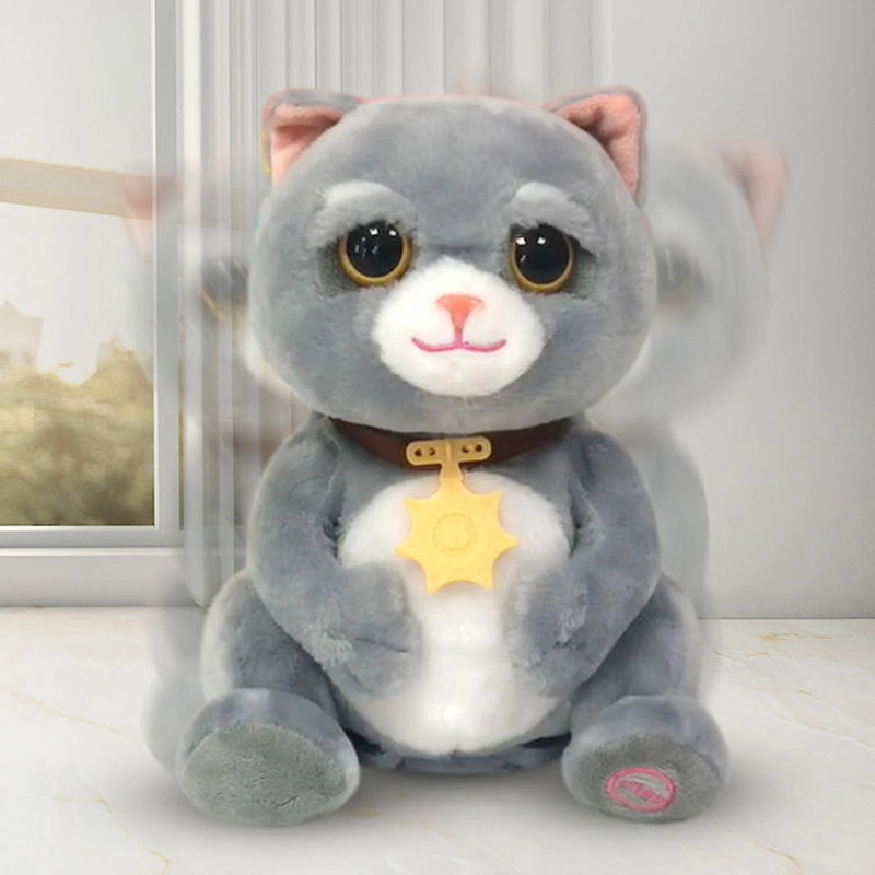 Musical Repeat Talking Stuffed Animal Cats Plush Toy for Baby Kids