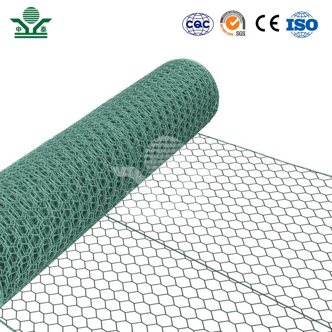 Zhongtai PVC Coated Hexagonal Wire Netting China Manufacturing 3/8 Inch Galvanized Chicken Wire Mesh Used for Green Coated Chicken Wire Fencing