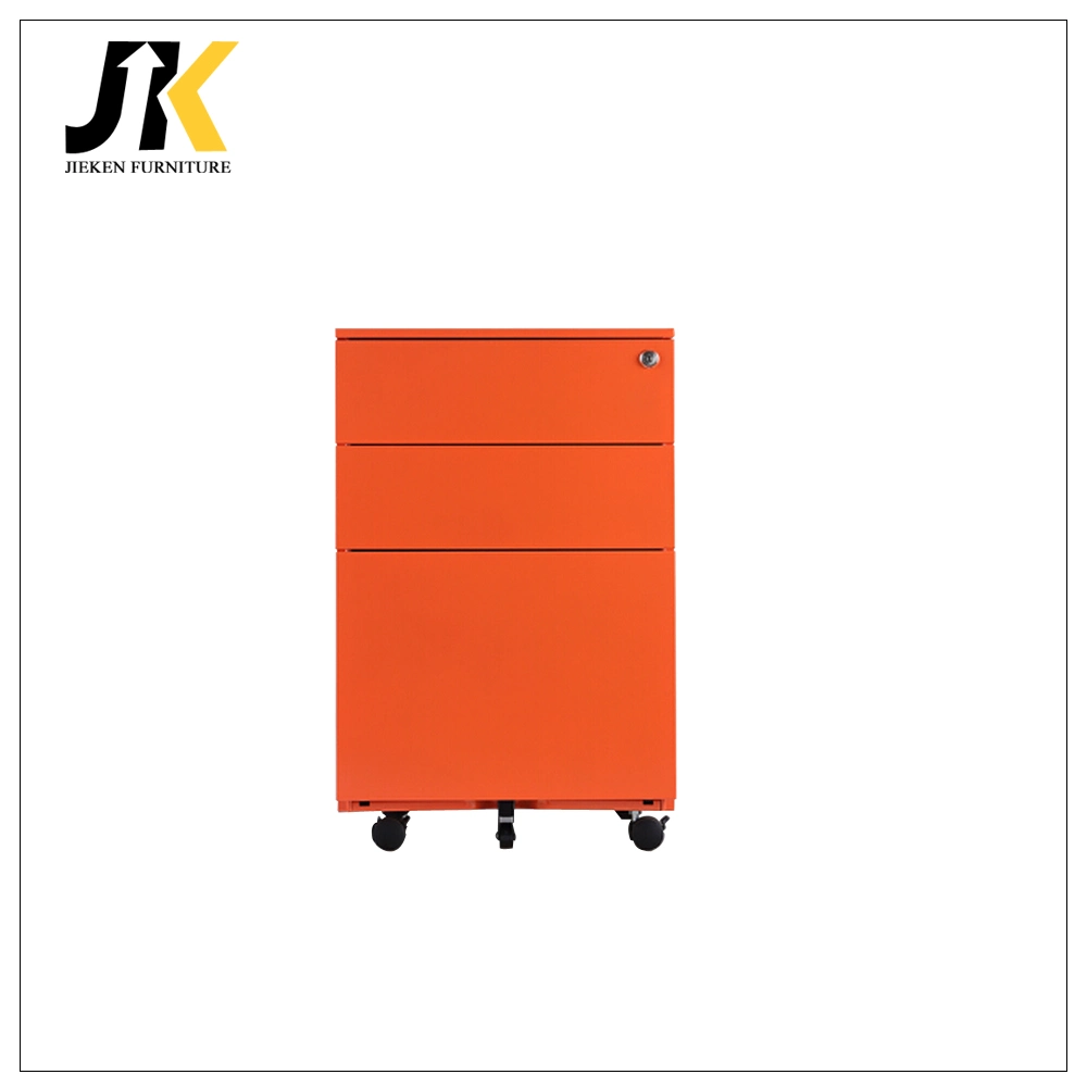 Steel Red Colour Metal Three Drawer Side Table