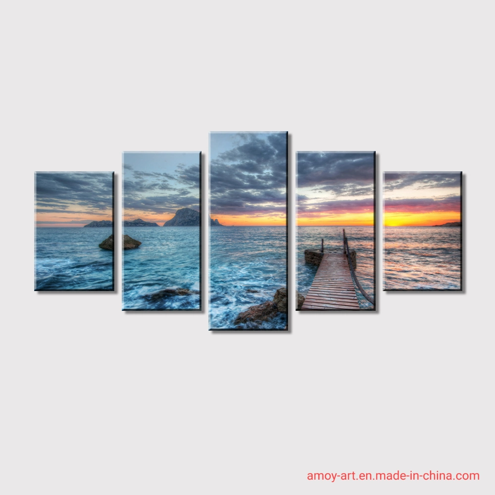 5 Panels Landscape Canvas Prints Group Oil Painting