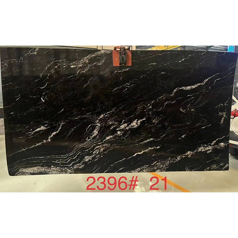 Starry Sky Black Stone Marble Classic Mobiliario de mesa de comedor / Polished Big Losas