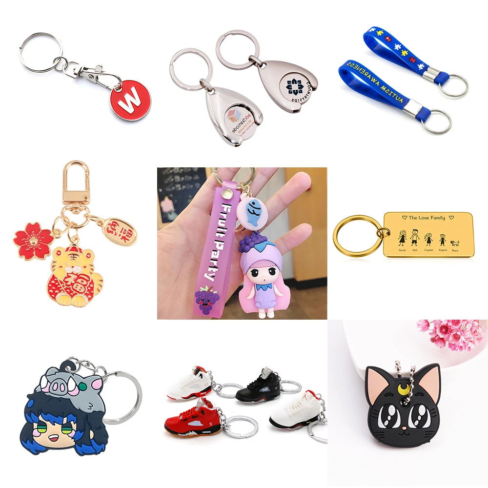 Sublimation personalizado branco cute anime Cadeia de plantas Cat Aço inoxidável Borracha esmaltada PVC resina acrílico silicone Madeira Metal couro Custom Porta-chaves