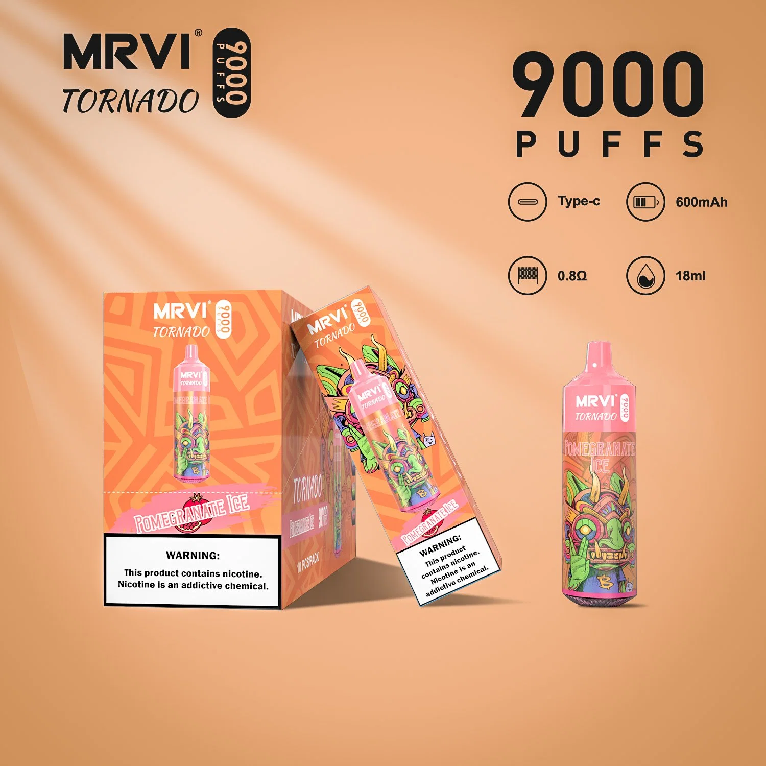 Tpd OEM Randm Tornado Wholesale/Supplier I Vape Mrvi 9000 Puff Rechargeable Disposable/Chargeable Desechable Vape Pod Puff 9K