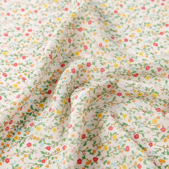 100%Polyester Fabric Small Floral Printed Fabrics for Girl Dress