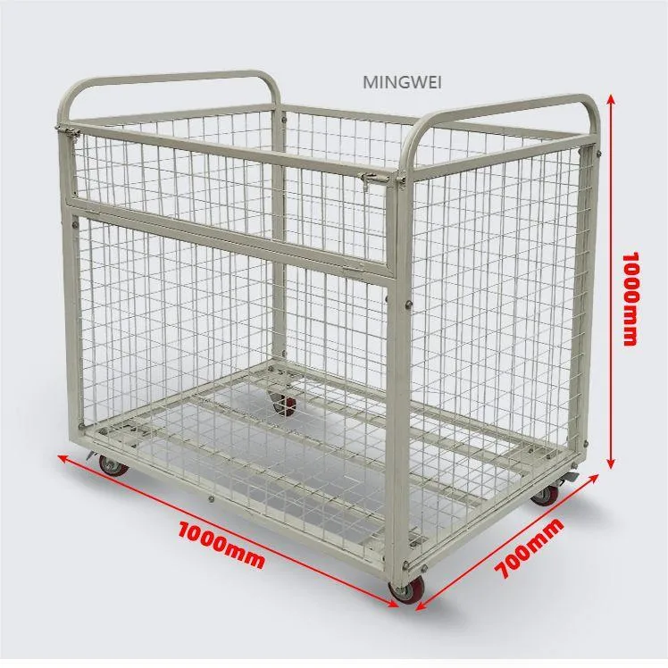 Mingwei Customized Demountable Stackable Security Electro Galvanized Pallet Heavy Duty Foldable Warehouse Storage Pallet Cage Rack