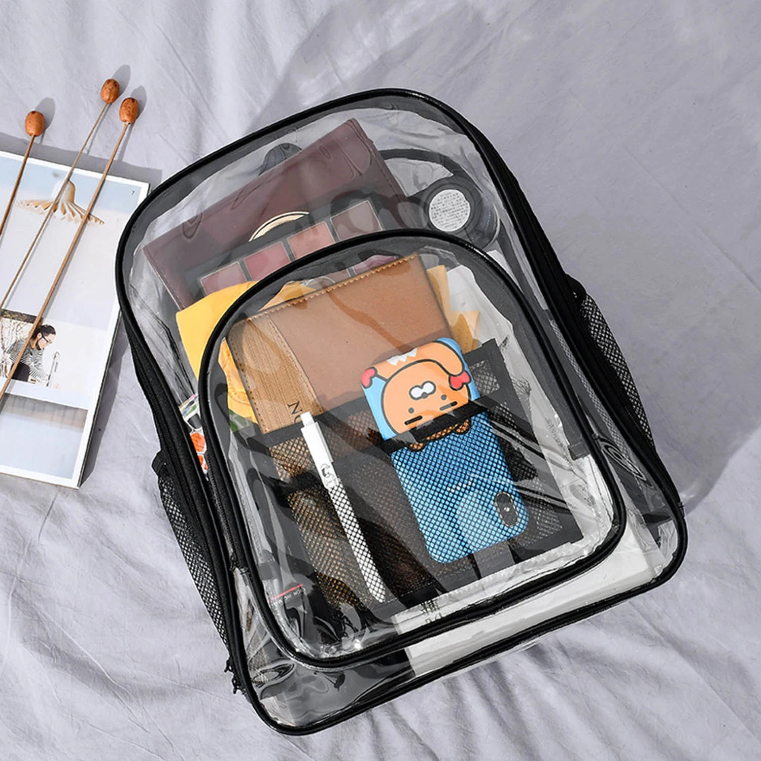 Große Kapazität klar PVC Rucksack Wasserdicht Schule transparente Büchertaschen Kinder Schultasche