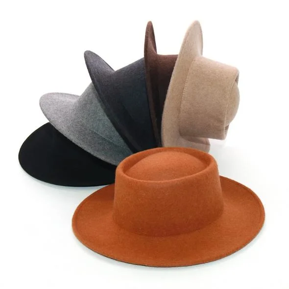 Chapeau style vintage sur mesure pour femme, 100 % laine australienne Chapeaux Fedora en laine à large bord rigide