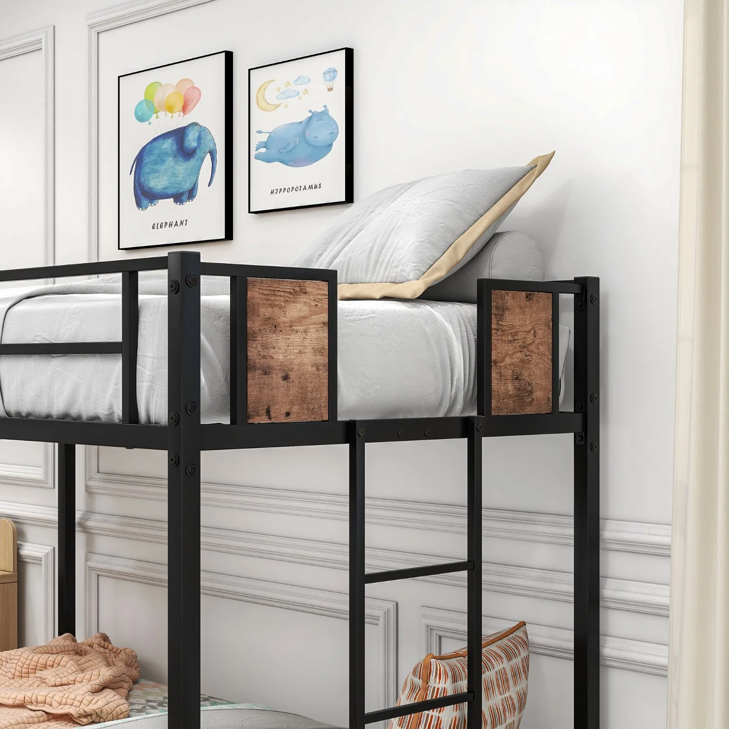 Heavy Bearing Capacity School Dormitory Double Layers Bed Metal Steel Wooden Bunk Bed