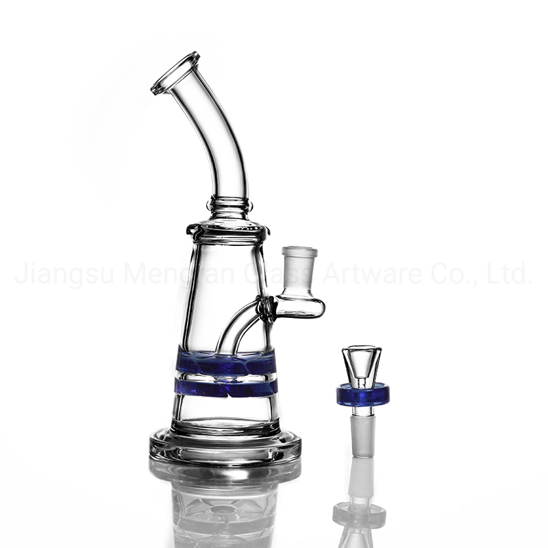 Verre borosilicaté haute température Hookah Shisha Blue Double Cyclone Glass Tuyau de fumée d'eau