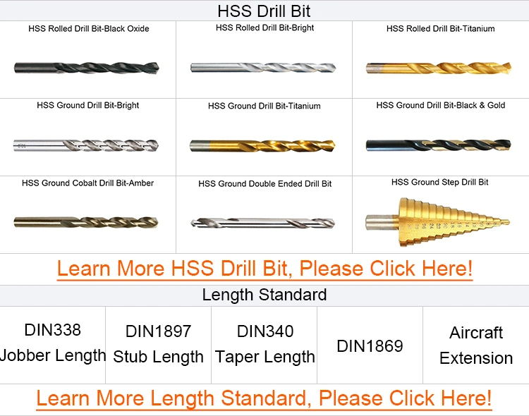 DIN3126 Fully Ground HSS Stub Hex Shank Drill Bit for Stainless Steel