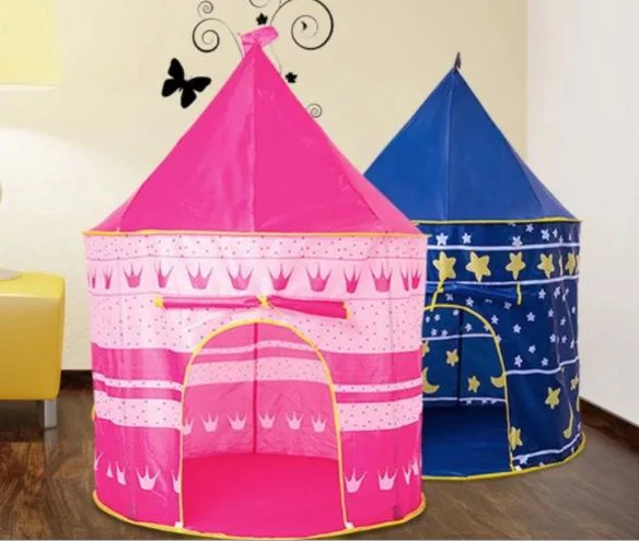 Portable Ultralight Folding Kids Toy Play Tent Princess Castle Tent Blue Color for Boy Baby