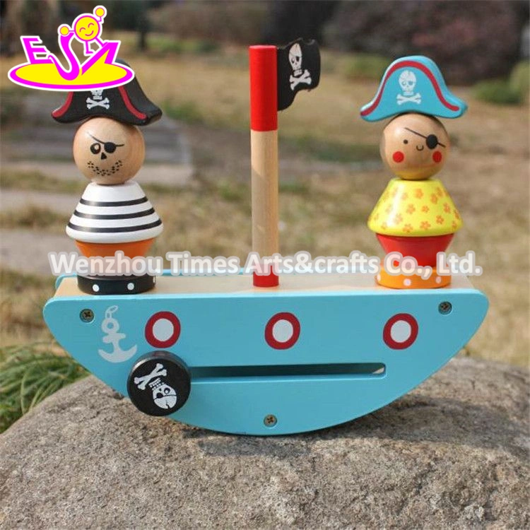 Wholesale/Supplier Pirate Toy Wooden Stacking Balance Blocks New Design Wooden Balance Blocks for Kids W11f056