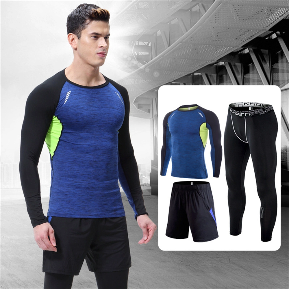 SJ-MT2027 Roupas de treino Dropshipping Logotipo personalizado Conjunto de 3 peças Sportswear Poliéster Roupas de compressão Roupas de ginástica masculina