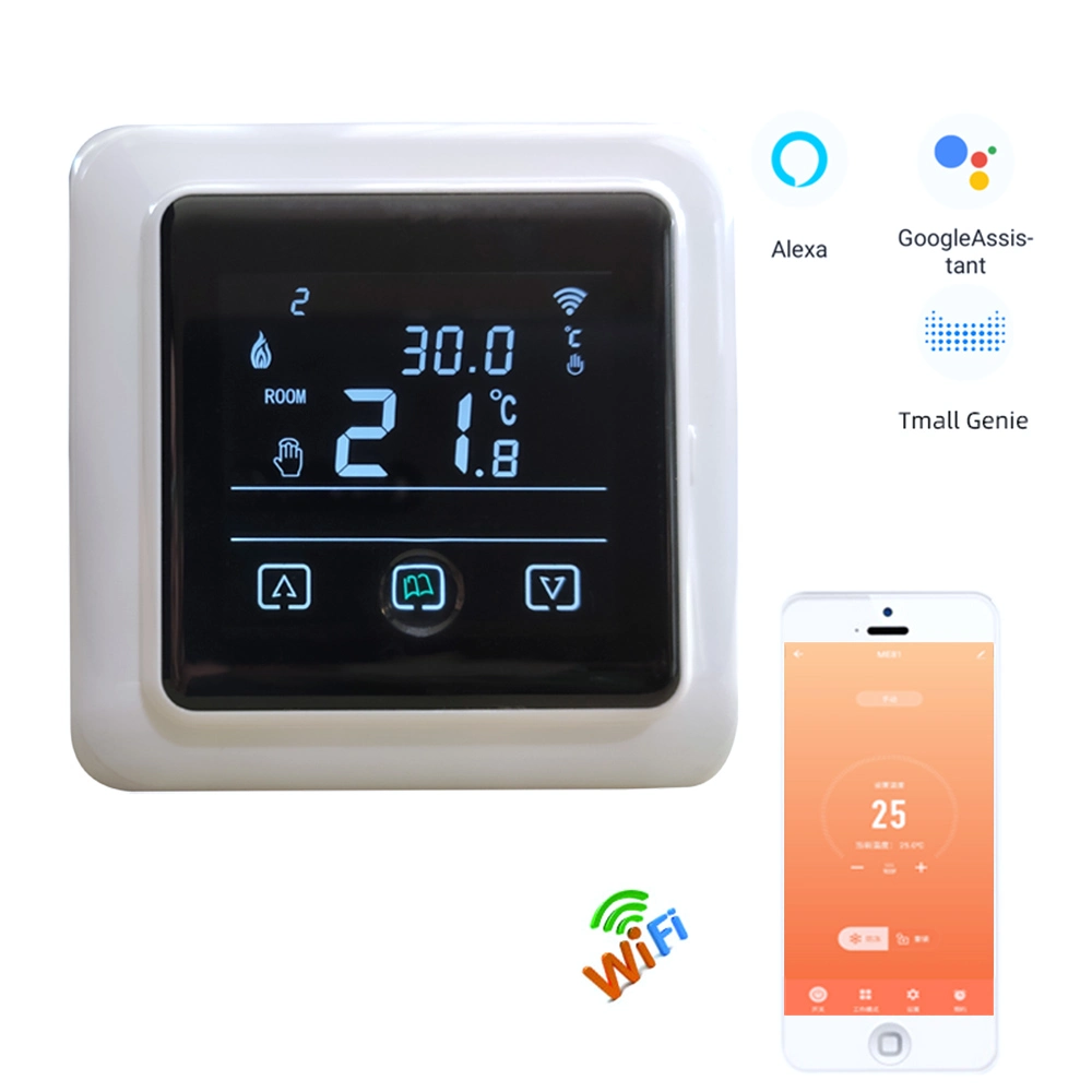 وحدة التحكم في درجة حرارة شاشة اللمس لجهاز ترموستات WiFi الذكي للتدفئة الكهربائية Floor Google Home Alexa