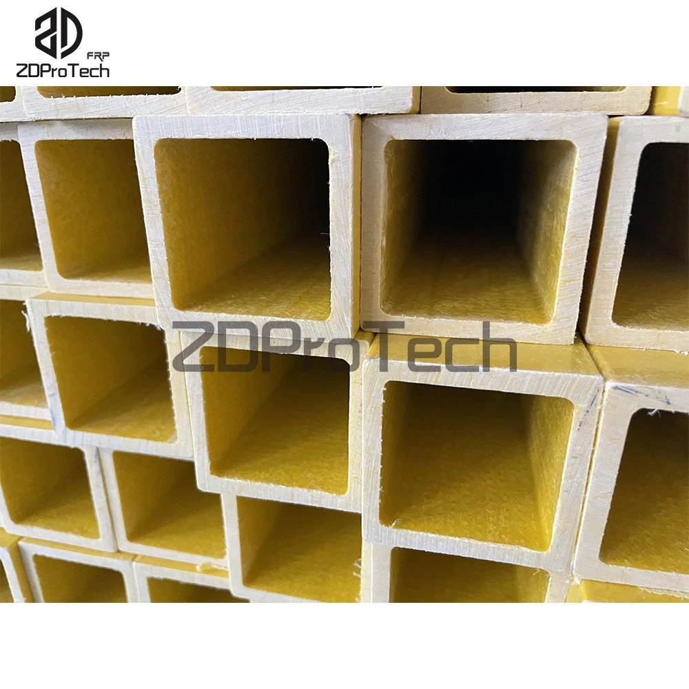 Pultruded Fiberglass Hollow Tubes FRP Composite Plastic Square Tube/ Pipe.