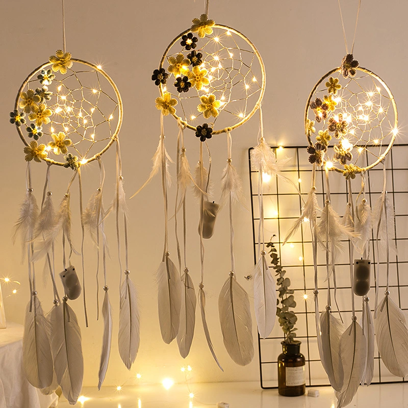 Feather Crafts with LED Dream Catcher Home Decoration DIY Art & Crafts Set