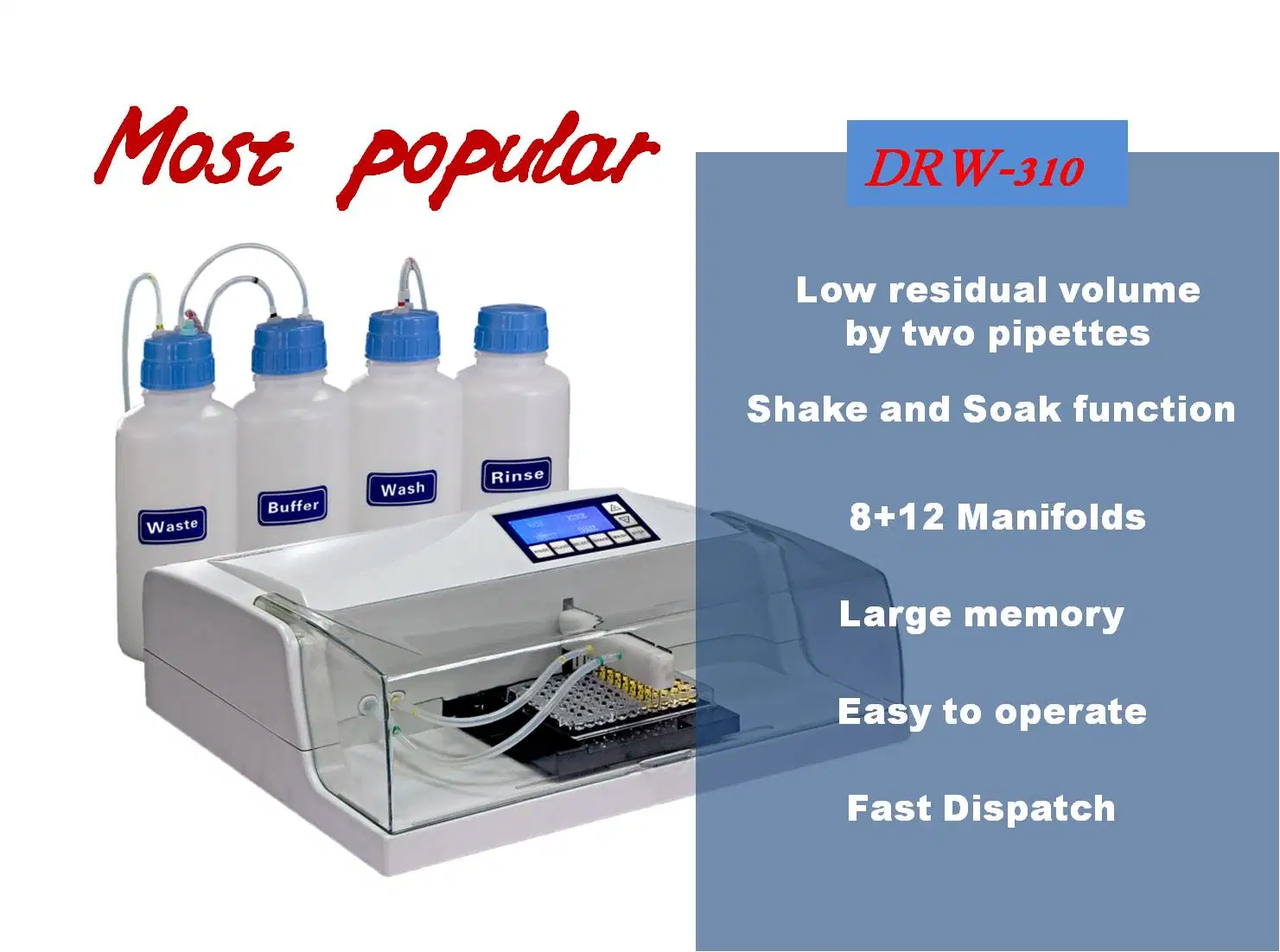 Newly Arrival Touch Screen Elisa Reader and Washer 48/96 Well Plate Washer Microplate Elisa Washer Machine