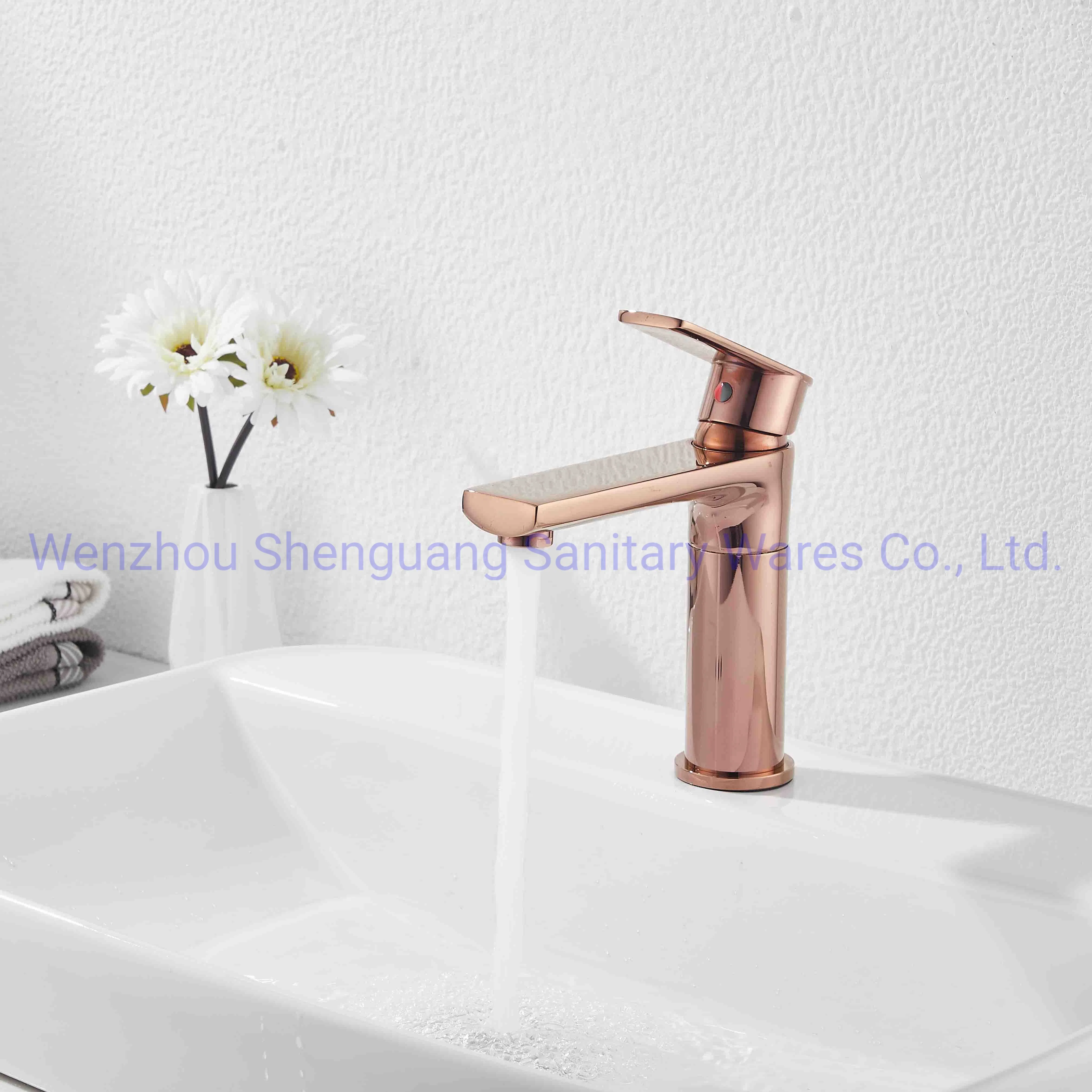 Straight Single Handle Brass Chromed Toilet Basin Tap in Washroom