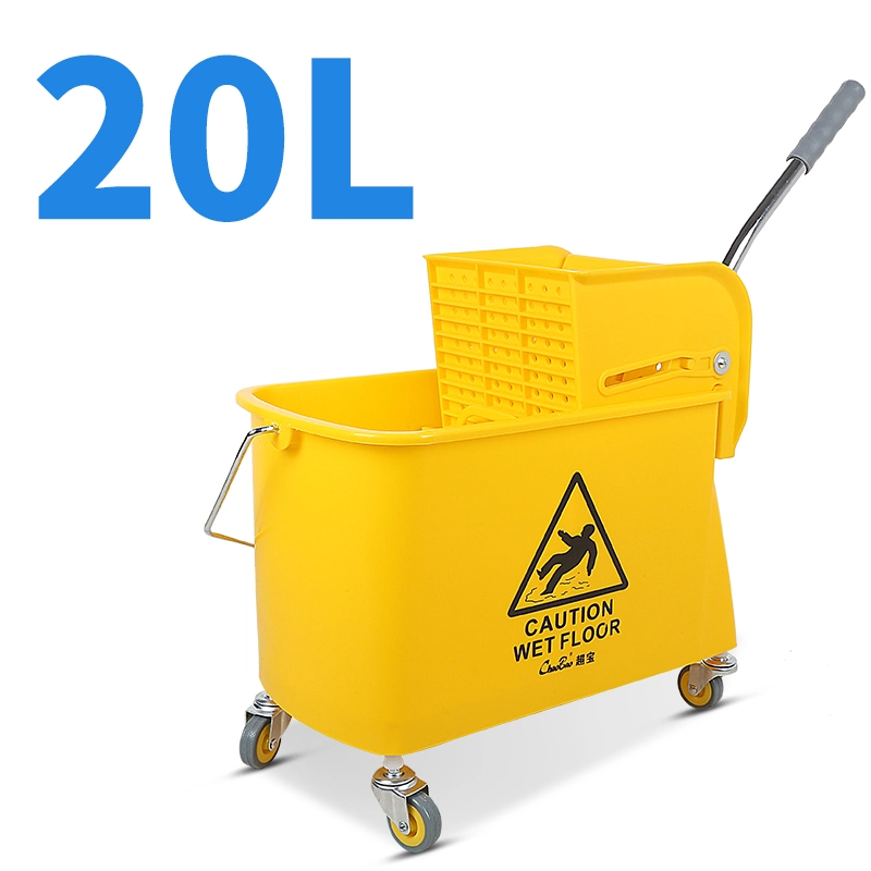 20L jaune en plastique Mop essoreuse panier Chariot de nettoyage