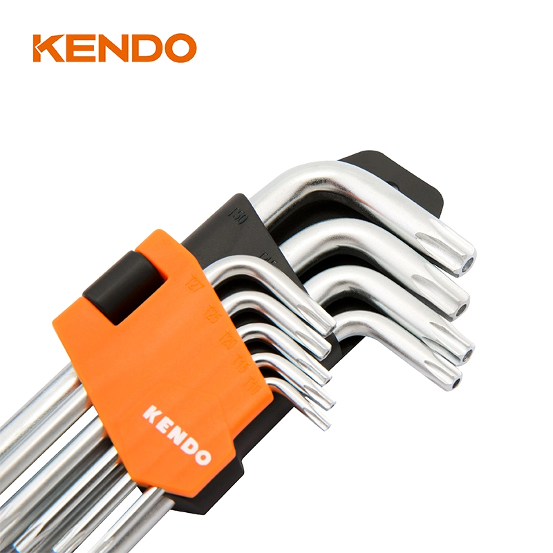 Kendo 9PC Standard Arm Long Arm Torx Key Set of Chrome Vanadium Steel Torx L-Keys