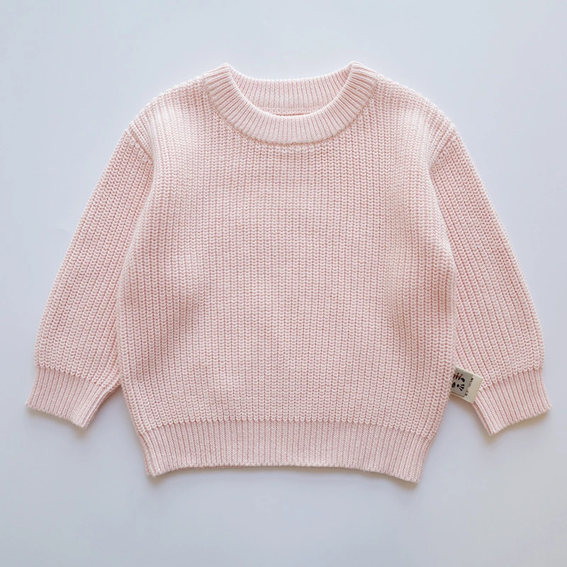 Custom 100% Cotton Crew Neck Knitted Infant Apparel Pullover Baby Sweater