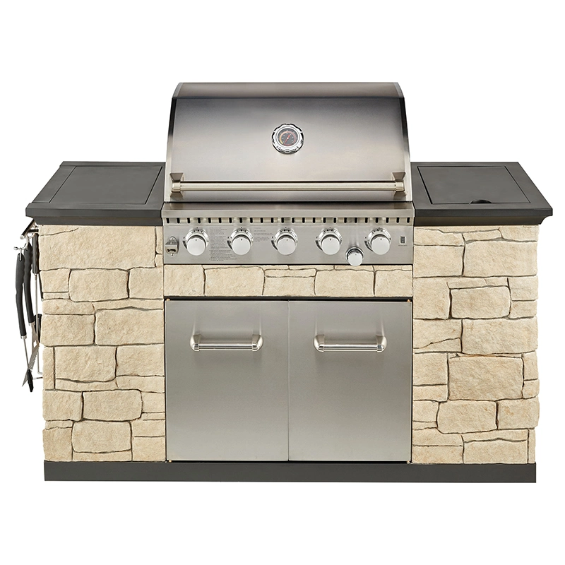 3 Burner construido en acero inoxidable BBQ Grill Isla de la Barbacoa