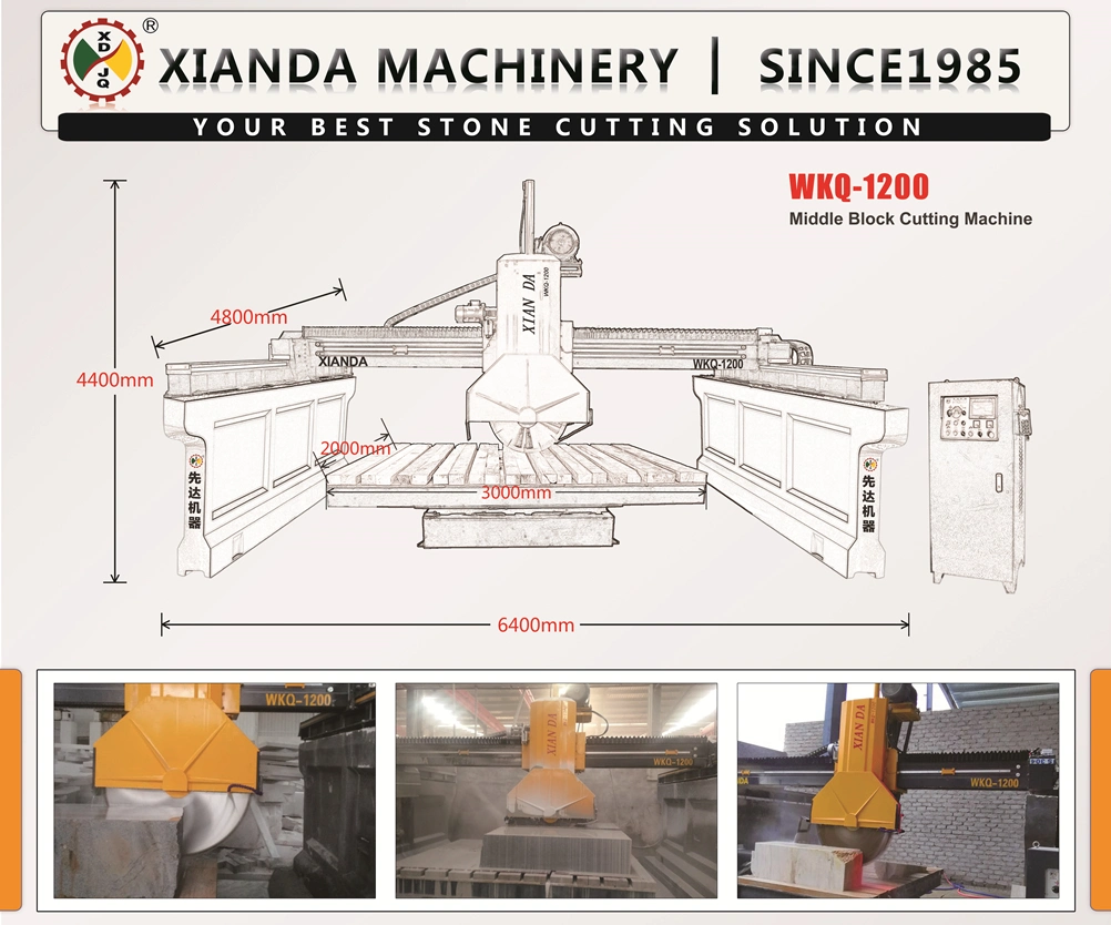 Xianda Middle Block Cutting Machine Rotating 0~90&deg; Wkq-1200 for Cutting Thick Slabs and Paving Stone