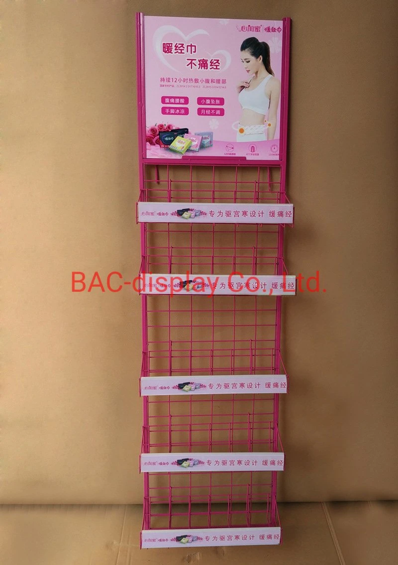 China Manufacturer Pink Iron Display Rack for Sanitary Towel