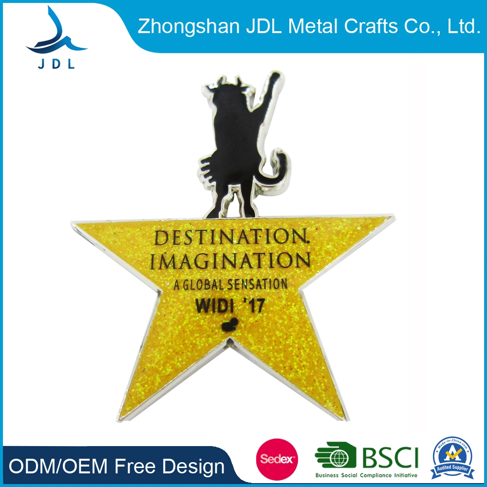 Hot Sale OEM Army Metal Lank Laser Print Die Casting Zinc Alloy Enamel Hollow out Star Lapel Pin for Basketball (435)